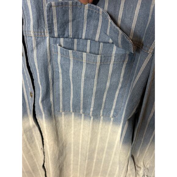 White Birch Denim Perfection Can't Be Tamed Button Down Shacket Tunic Ombre 1X - Picture 7 of 13